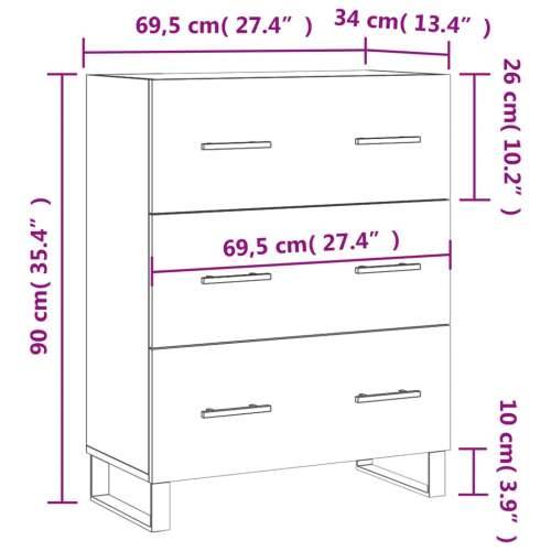 Komoda sjajna bijela 69,5x34x90 cm od konstruiranog drva - Visoko sjajno bijela 1 Cijena