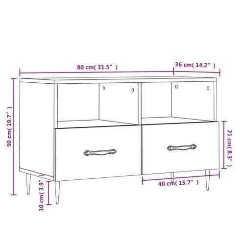 TV ormarić bijeli 80 x 36 x 50 cm od konstruiranog drva - Bijela 1 Cijena