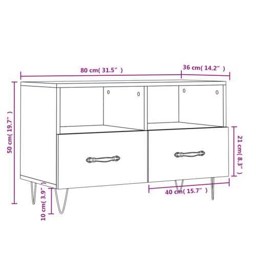 TV ormarić bijeli 80 x 36 x 50 cm od konstruiranog drva - Bijela 1 Cijena