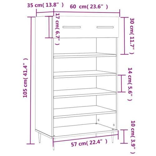 Ormarić za cipele boja betona 60x35x105 cm konstruirano drvo Beton siva 1 Cijena