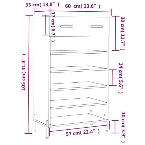 Ormarić za cipele crni 60 x 35 x 105 cm od konstruiranog drva - Crna 1 Cijena