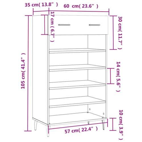 Ormarić za cipele sjajni bijeli 60x35x105 cm konstruirano drvo - Visoko sjajno bijela 1 Cijena