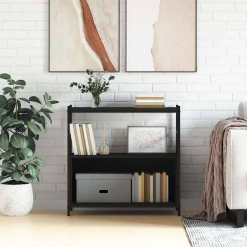 Regal za knjige crni 80x30x78,5 cm konstruirano drvo i željezo - Crna 1 78.5 cm Polica Cijena
