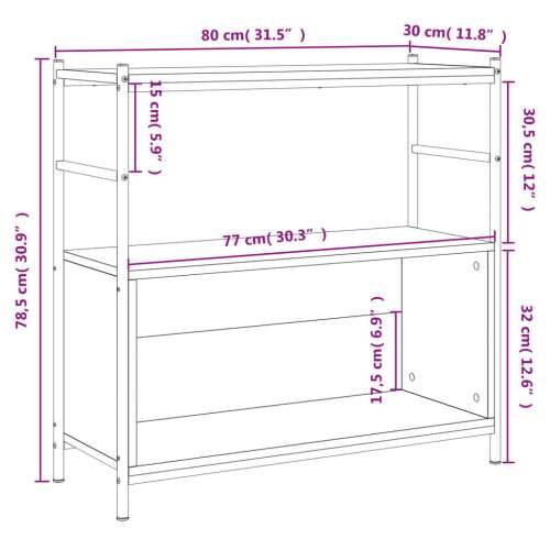 Regal za knjige boja hrasta 80 x 30 x 78,5 cm od drva i željeza Cijena