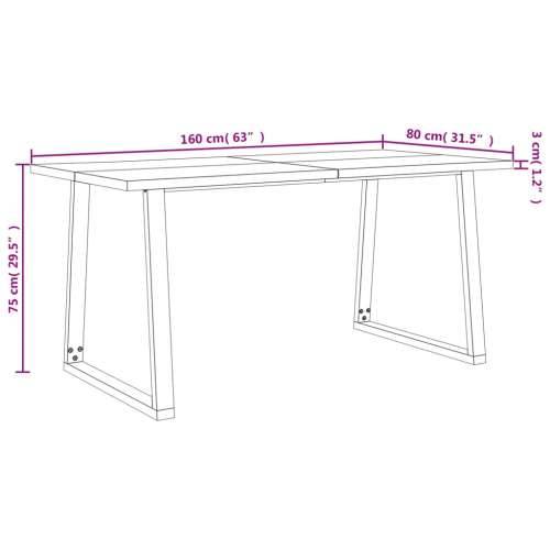 Blagovaonski stol sa živim rubom 160x80x75 cm od drva bagrema - 160 x 80 x 75 cm 1 Cijena