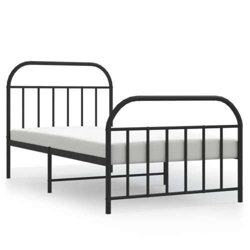 Metalni okvir kreveta uzglavlje i podnožje crni 100x190 cm - Crna 100 x 190 cm s uzglavljem i podnožjem Cijena