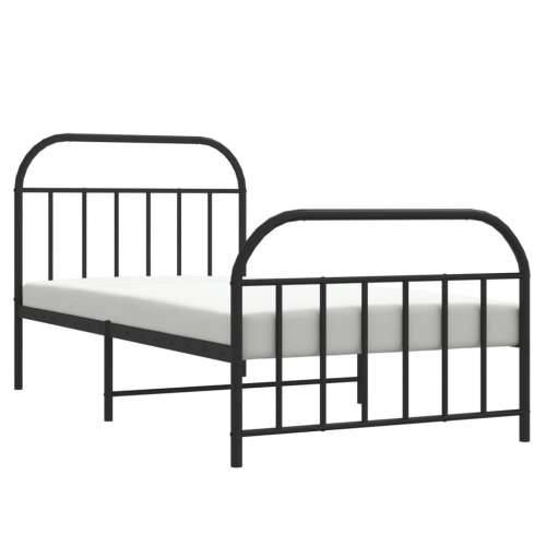 Metalni okvir kreveta uzglavlje i podnožje crni 100x190 cm - Crna 100 x 190 cm s uzglavljem i podnožjem Cijena