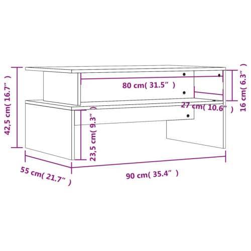 Stolić za kavu siva boja betona 90x55x42,5 cm konstruirano drvo Cijena