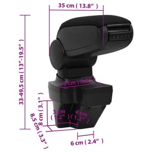 Naslon za ruke za automobil crni 15 x 35 x (33 - 49,5) cm ABS - 1 renault clio lhd mk5 (after 2019) Cijena