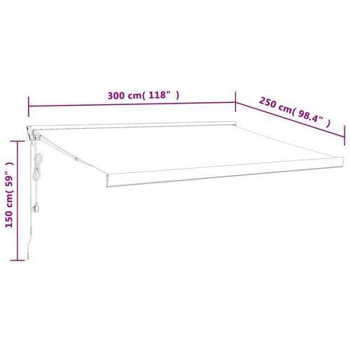 Tenda na uvlačenje žuto-bijela 3 x 2,5 m od tkanine i aluminija - Žuta i bijela 300 x 250 cm 1 Cijena