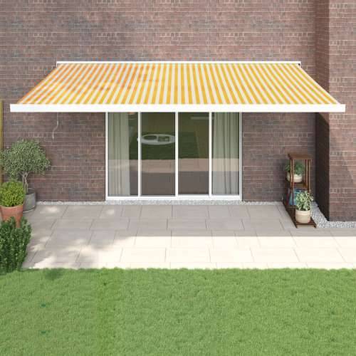 Tenda na uvlačenje žuto-bijela 5 x 3 m od tkanine i aluminija - Žuta i bijela 500 x 300 cm 1 Cijena