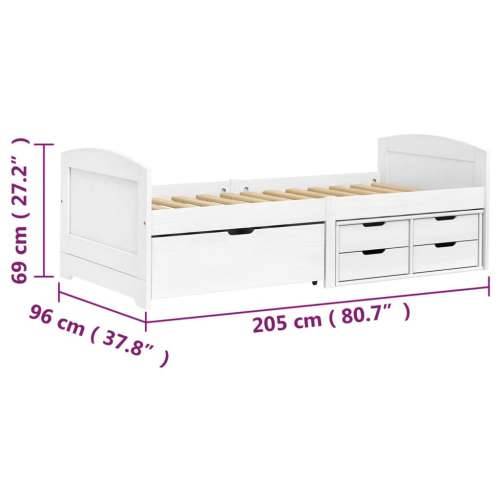 Dnevni ležaj s 5 ladice IRUN bijeli 90x200 cm masivna borovina Cijena