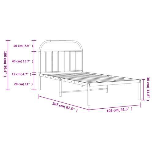 Metalni okvir za krevet s uzglavljem bijeli 100x200 cm Cijena