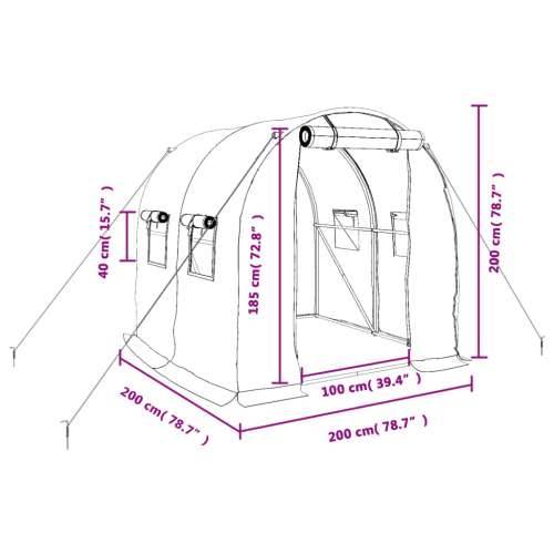 Staklenik s čeličnim okvirom zeleni 4 m² 2 x 2 x 2 m Cijena