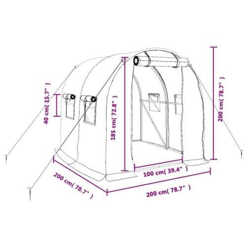 Staklenik s čeličnim okvirom bijeli 4 m² 2 x 2 x 2 m Cijena