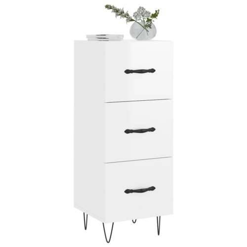 Komoda sjajna bijela 34,5 x 34 x 90 cm od konstruiranog drva Cijena