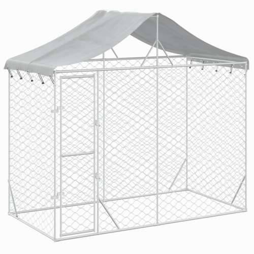 Vanjski kavez za pse s krovom srebrni 3 x 1,5 x 2,5 m čelični Cijena