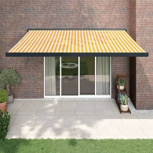 Tenda na uvlačenje žuto-bijela 4,5x3 m od tkanine i aluminija - Žuta i bijela (crni okvir) 4.5 x 3 m 1 Cijena