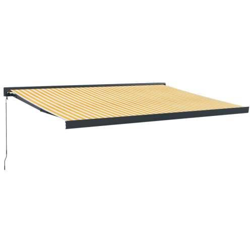 Tenda na uvlačenje žuto-bijela 4,5x3 m od tkanine i aluminija - Žuta i bijela (crni okvir) 4.5 x 3 m 1 Cijena