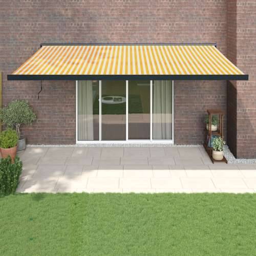 Tenda na uvlačenje žuto-bijela 5 x 3 m od tkanine i aluminija - Žuta i bijela (crni okvir) 5 x 3 m 1 Cijena