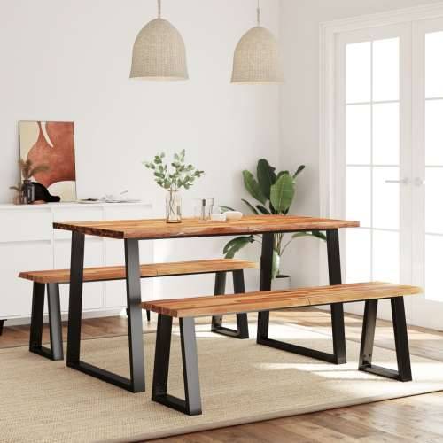 3-dijelni blagovaonski set sa živim rubom masivno drvo bagrema - 140 cm 3 Cijena