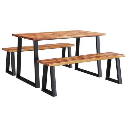 3-dijelni blagovaonski set sa živim rubom masivno drvo bagrema - 140 cm 3 Cijena