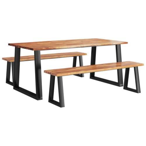 3-dijelni blagovaonski set sa živim rubom masivno drvo bagrema - 180 cm 3 Cijena