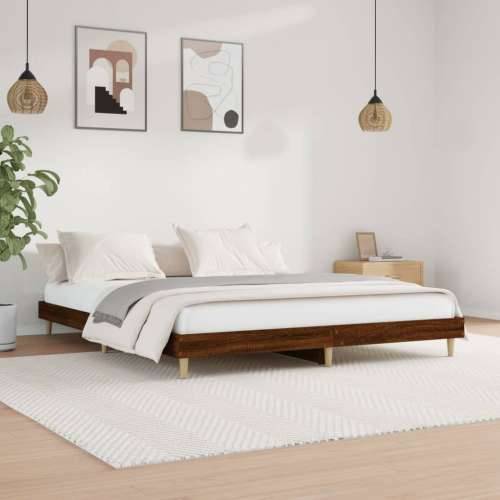 Okvir kreveta smeđa boja hrasta 160 x 200 cm konstruirano drvo