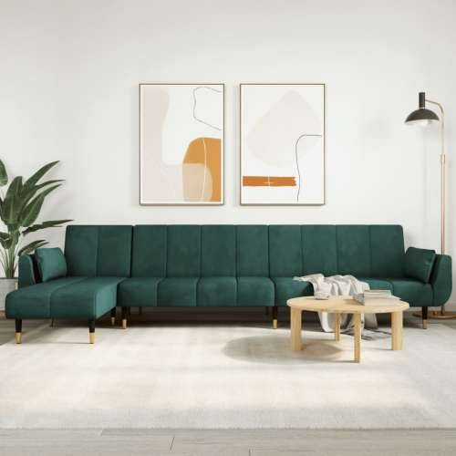 Kutna garnitura na razvlačenje tamnozelena 275x140x70 cm baršun - Tamnozelena S naslonom za ruke Cijena