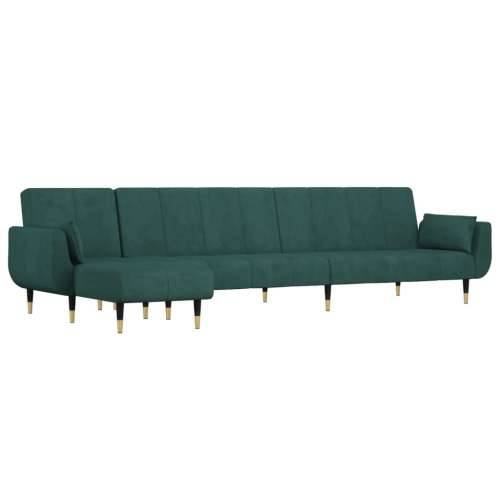 Kutna garnitura na razvlačenje tamnozelena 275x140x70 cm baršun - Tamnozelena S naslonom za ruke Cijena