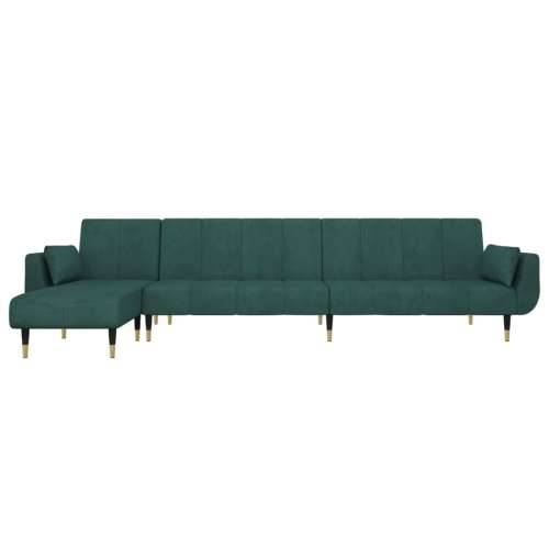 Kutna garnitura na razvlačenje tamnozelena 275x140x70 cm baršun - Tamnozelena S naslonom za ruke Cijena