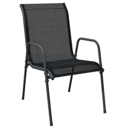 Vrtna garnitura - 7-dijelni vrtni blagovaonski set crni od čelika i tekstilena - Dužina stola 140 cm 6 Cijena