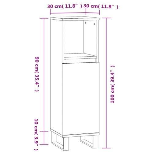 Kupaonski ormarić sivi hrast 30x30x100 cm konstruirano drvo - Sivi hrast sonoma 1 Cijena