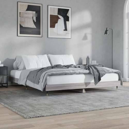 Okvir kreveta siva boja hrasta 140 x 200 cm konstruirano drvo