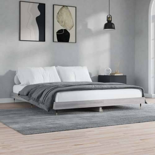 Okvir kreveta siva boja hrasta 140 x 200 cm konstruirano drvo Cijena