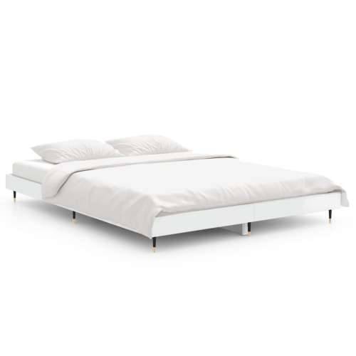 Okvir kreveta visoki sjaj bijeli 135 x 190 cm konstruirano drvo Cijena