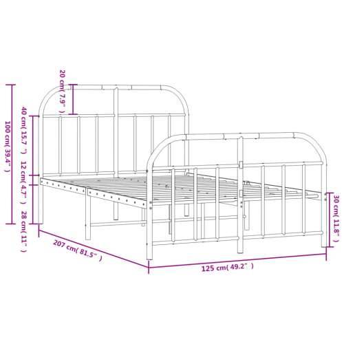 Metalni okvir kreveta uzglavlje i podnožje bijeli 120x200 cm Cijena