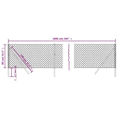 Žičana ograda antracit 0,8 x 10 m Cijena