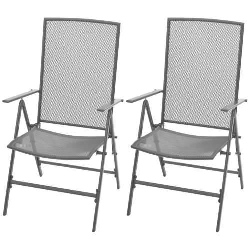 Vrtne složive stolice 2 kom čelik sive