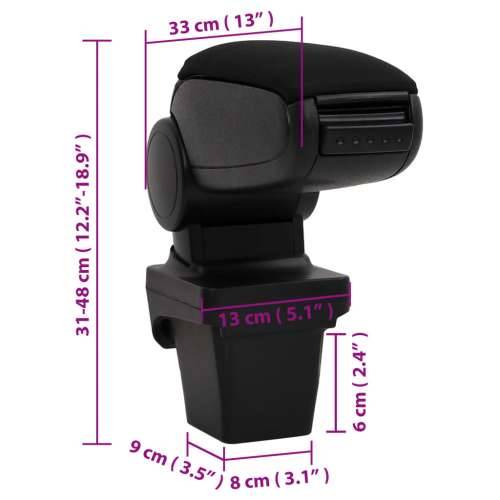 Naslon za ruke za automobil crni 13x33x(31-48) cm ABS Cijena