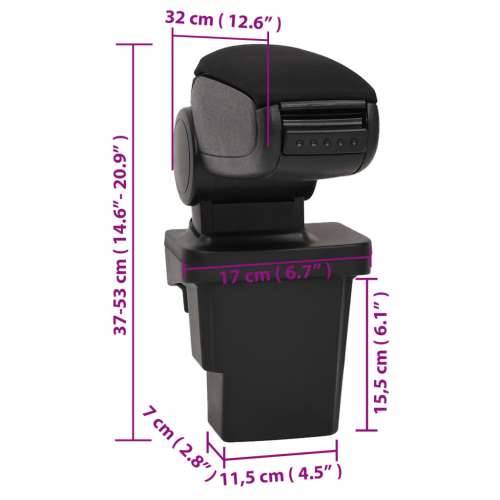 Naslon za ruke za automobil crni 17x32x(37-53) cm ABS Cijena