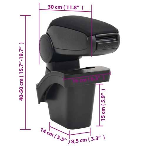 Naslon za ruke za automobil crni 16x30x(40-50) cm ABS Cijena