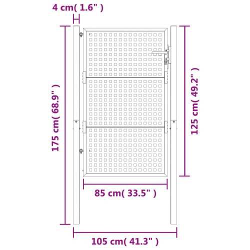 Vrtna vrata antracit 105 x 175 cm čelična - 105 x 175 cm Cijena