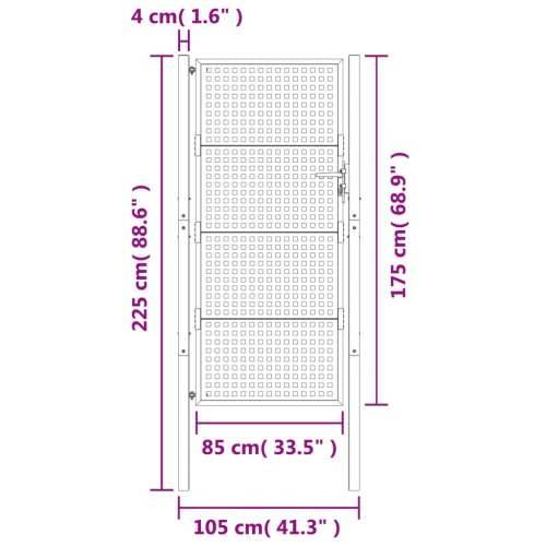 Vrtna vrata antracit 105 x 225 cm čelična - 105 x 225 cm Cijena