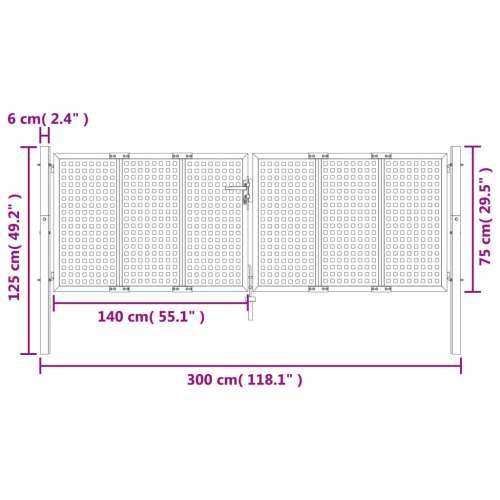 Vrtna vrata antracit 300 x 125 cm čelična - 300 x 125 cm Cijena