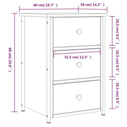 Noćni ormarići 2 kom crni 40 x 36 x 60 cm od konstruiranog drva - Crna 2 Cijena