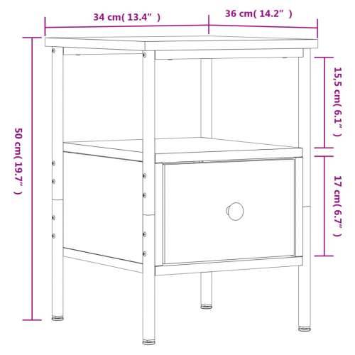 Noćni ormarići 2 kom boja hrasta 34x36x50 cm konstruirano drvo - Smeđi hrast 2 Cijena