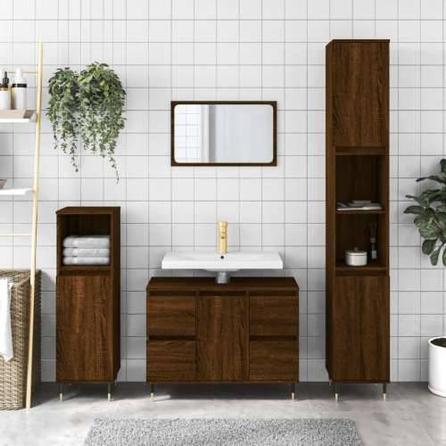 Ormarić za Lavabo - Umivaonik smeđa boja hrasta 80x33x60 cm drveni - Smeđi hrast 1 Cijena