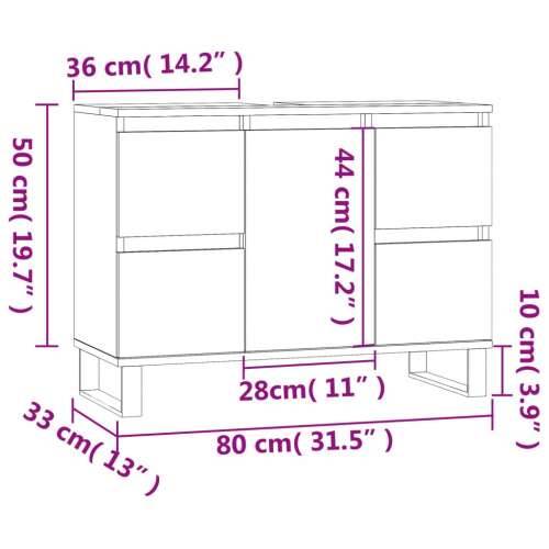 Ormarić za umivaonik smeđa boja hrasta 80x33x60 cm drveni Cijena