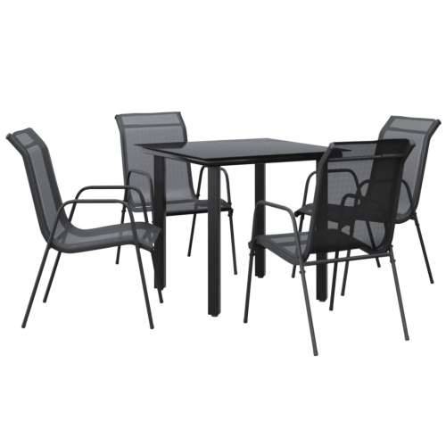 Vrtna garnitura - 5-dijelni vrtni blagovaonski set crni od čelika i tekstilena - Dužina stola 80 cm 4 Cijena
